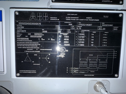 [046865] 2000 kVA 12470 D - 480Y ABB Substation Transformer