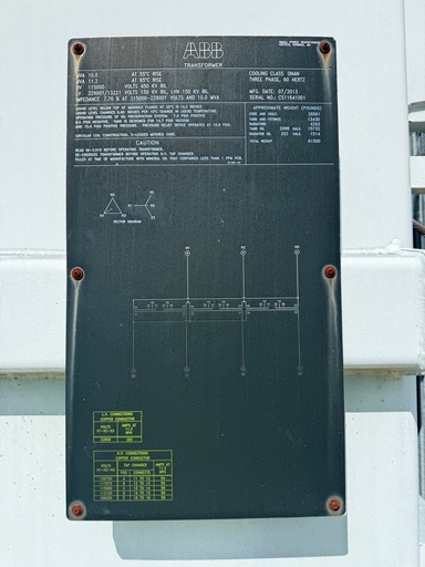 [046973] 10/11.2 MVA 115000D - 22900Y/13221 ABB Substation Transformer